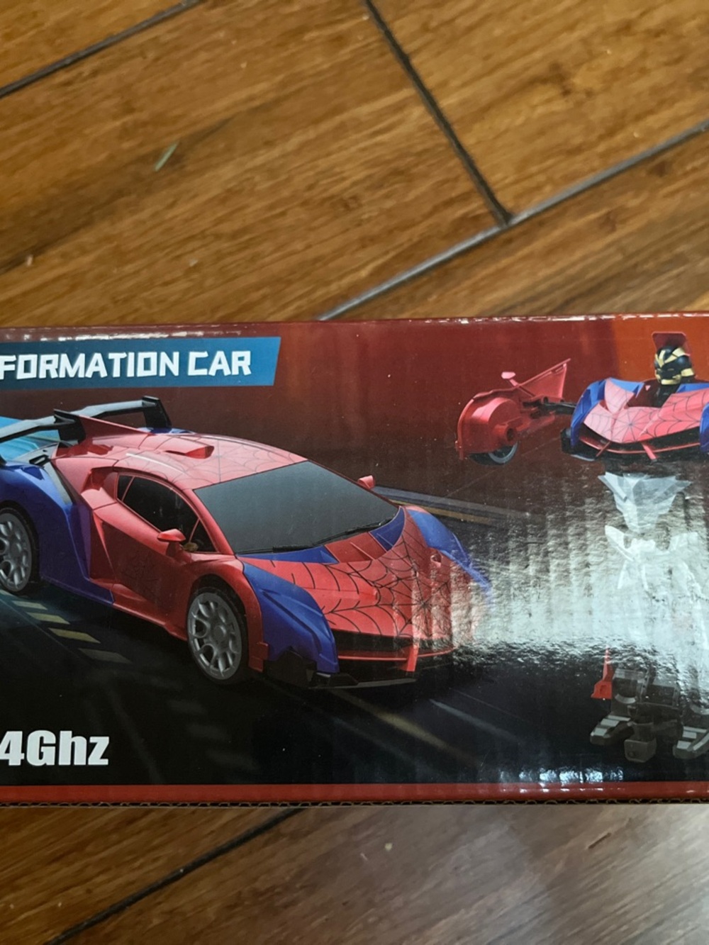 Red & Blue Spider-Themed Transformation Race Car Toy